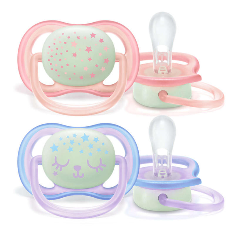 NUEVA! 2x Ultra air Chupetes NIGHTIME (0-6m)