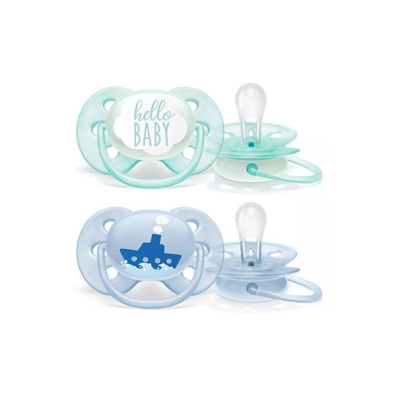 CHUPETE ULTRA SOFT X2  DECO 0-6 AZUL Y VERDE