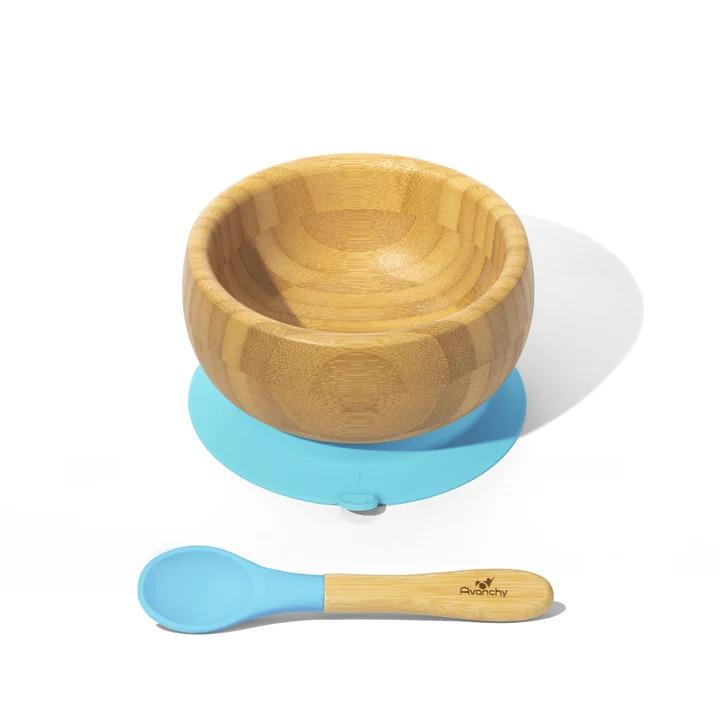 BAMBOO STAY PUT SUCTION BABY BOWL+SPOON CELES