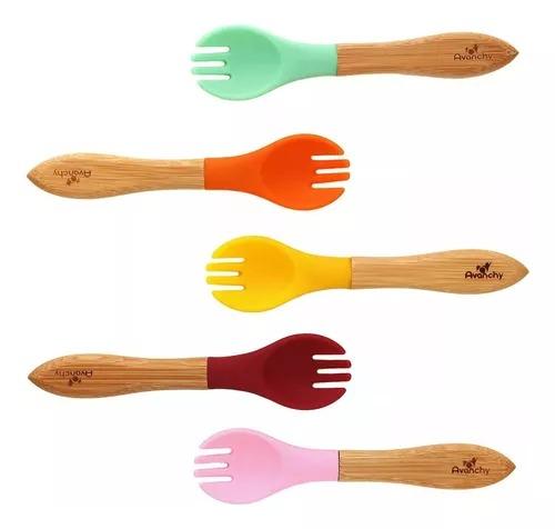 BAMBOO BABY TRAINING FORKS ROSA, VERDE, NARAN