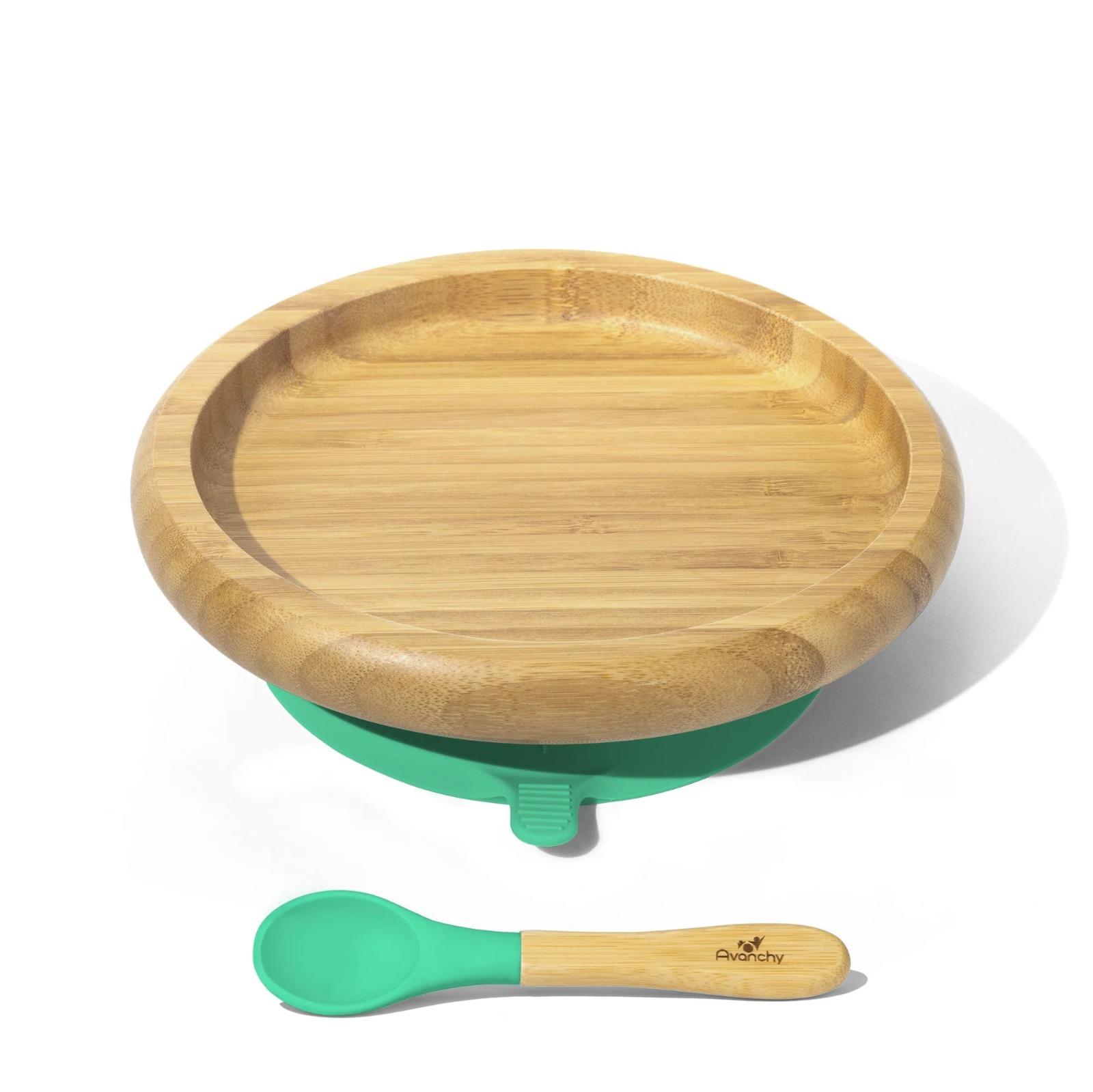 BAMBOO STAY PUT SUCTION CLASSIC PLATE VERDE