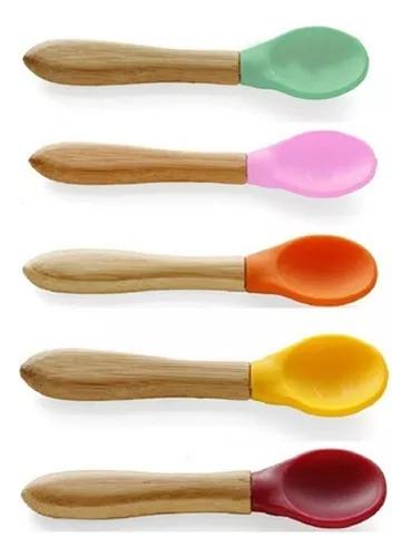 BAMBOO INFANT TRAINING SPOONS ROSA, VERDE, NA