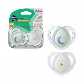 CHUPETES 0-6 MESES TT NIGHT TIME 2 PK  NUEVO