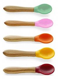 BAMBOO INFANT TRAINING SPOONS ROSA, VERDE, NA